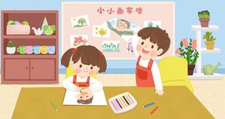 儿童画画插画图片