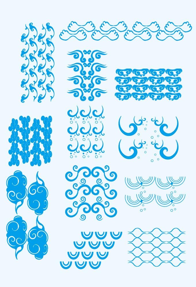 AI矢量云朵波浪图片