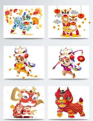 新年新春春节舞狮舞龙png图片