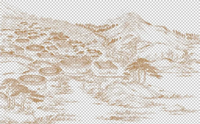 客家围龙屋简笔画图片