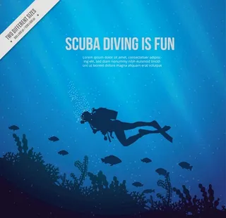 海底潜水人物剪影图片