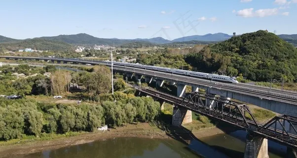 航拍吉林铁桥图片