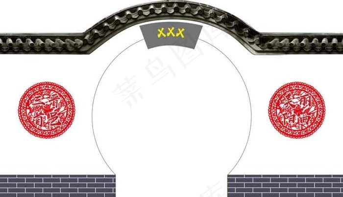 中式拱门图片psd模版下载
