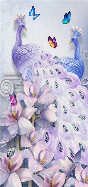 浮雕花 孔雀 玉兰 蝴蝶 玄关图片