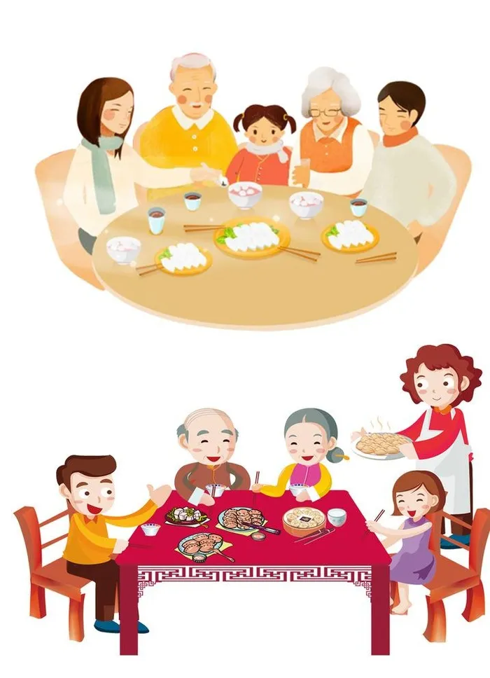 团圆团聚老人饺子喜庆全家吃饭聚图片