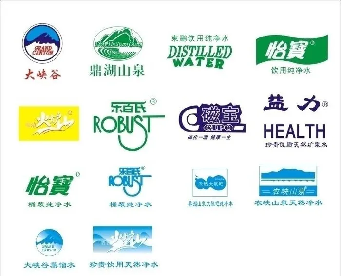 多款名牌饮用水标志图片cdr矢量模版下载