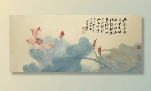 蓝叶荷花图片