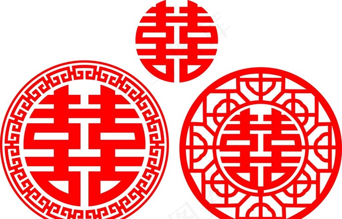雕刻喜字图片cdr矢量模版下载
