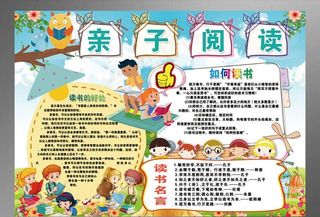 亲子阅读小报书香家庭手抄报图片