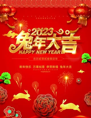 2023年兔年大吉海报图片