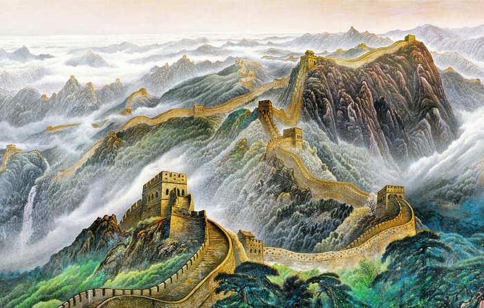 万里长城,背景墙,中式,风景,艺术,,设计,PS