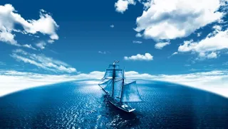 蓝天白云大海杨帆图片