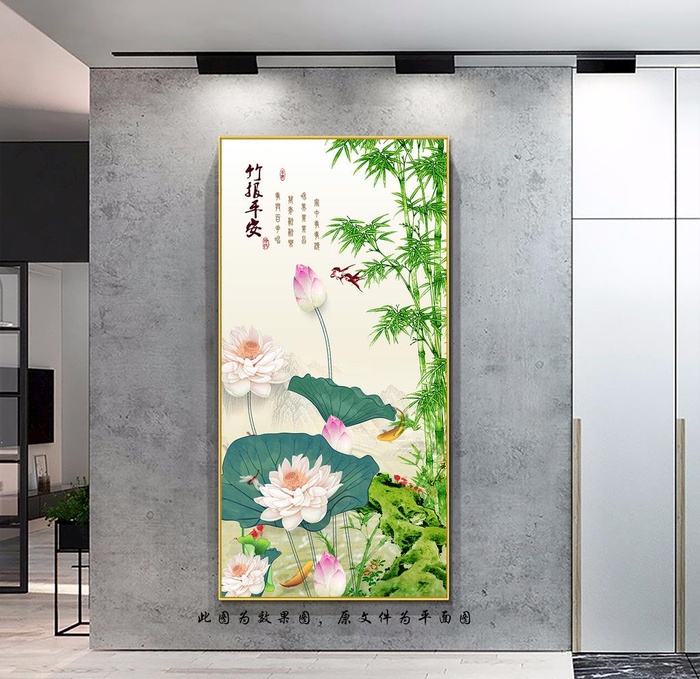 竹子荷花玄关画图片