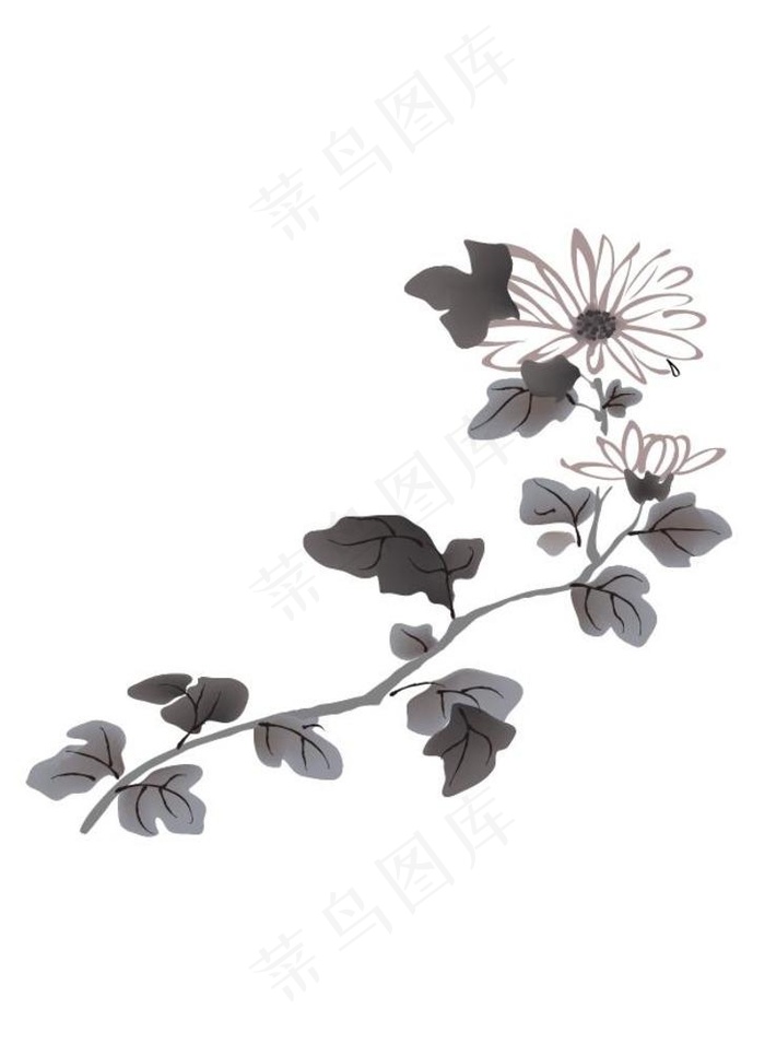 水墨花图片ai矢量模版下载