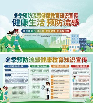冬季预防流感健康教育知识宣传栏图片