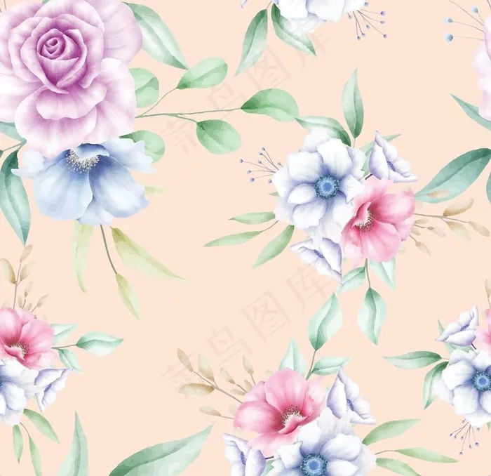 水彩花卉花纹 图片eps,ai矢量模版下载