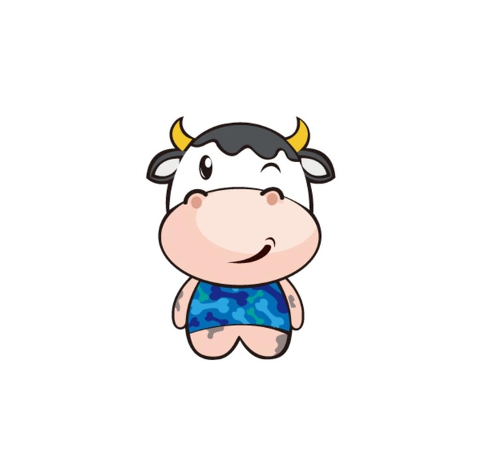 蓝色牛头卡通大头奶牛歪嘴图片