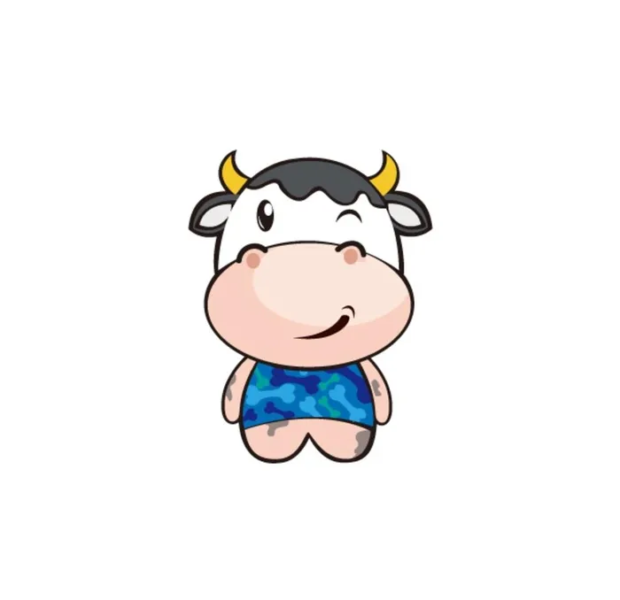 蓝色牛头卡通大头奶牛歪嘴图片