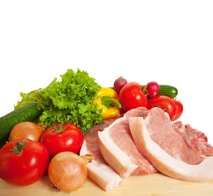 新鲜猪肉与蔬菜图片