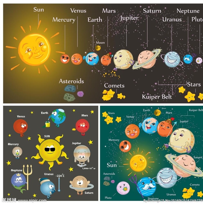 九大行星卡通形象图片
