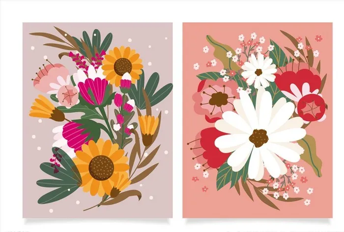 矢量花插画图片ai矢量模版下载