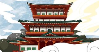 中式建筑插画图片