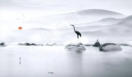 水墨山水石头背景墙图片 水墨山水石头背景墙图片