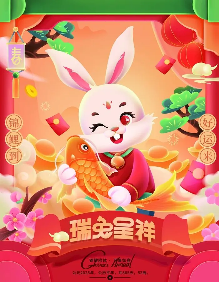 兔年图片(3543x4724)psd模版下载