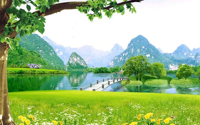 自然风景山水画大树背景墙图片(9071x5669)psd模版下载
