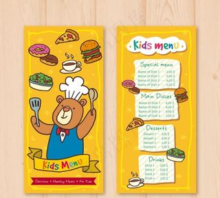 可爱熊厨师儿童菜单图片