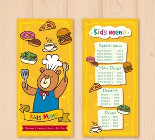 可爱熊厨师儿童菜单图片