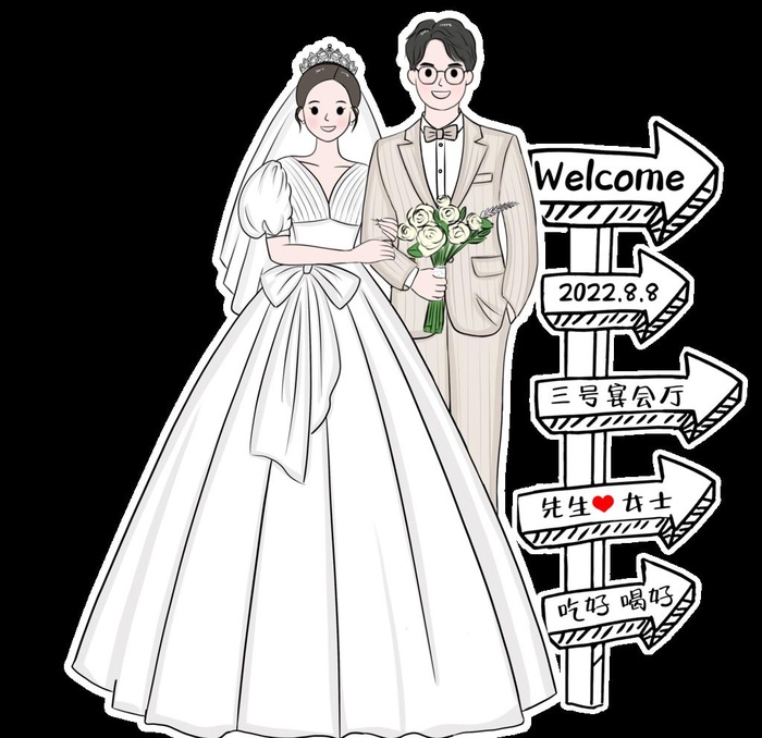 婚礼人物指引牌图片(3898x3898)psd模版下载