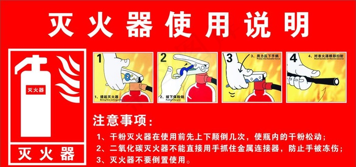 灭火器使用说明图片ai矢量模版下载