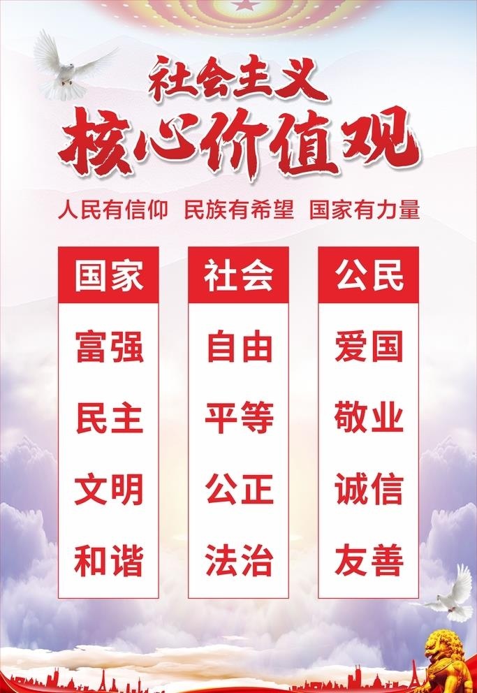 党建核心价值观海报展板图片