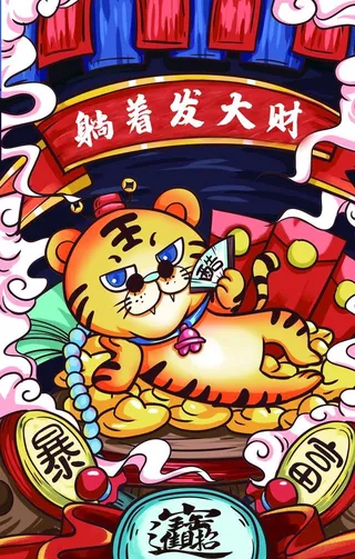 躺着发大财图片