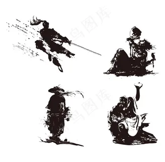 古人武侠黑色剪影图片 古人武侠黑色剪影图片
