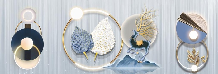 麋鹿金山装饰画图片(9449x3533)