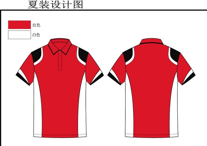 红白蓝三色拼色T恤设计图图片ai矢量模版下载