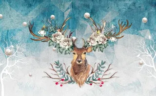 现代简约麋鹿时尚背景墙图片