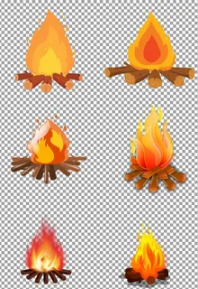 高清卡通手绘篝火火堆图片