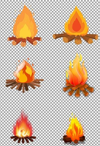 高清卡通手绘篝火火堆图片