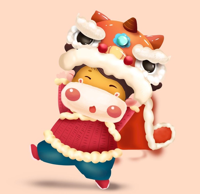 新年狮子插画图片