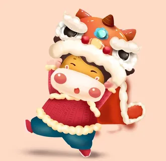 新年狮子插画图片