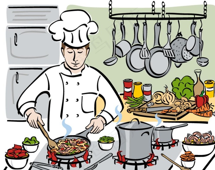 卡通烹饪厨师插画矢量素材图片