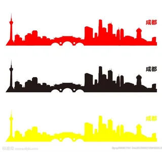 成都 著名建筑  剪影图片