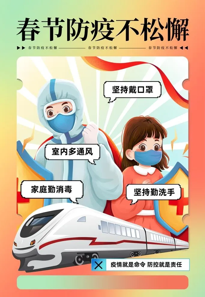 春节防疫海报,春节疫情防控,牛年(1701x2551)psd模版下载