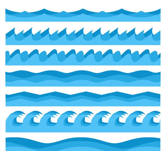 7款蓝色海浪设计矢量图图片