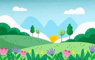 儿童卡通绿色的草地矢量图片