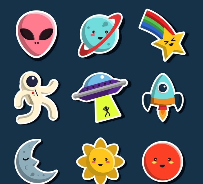 彩色太空元素贴纸图片