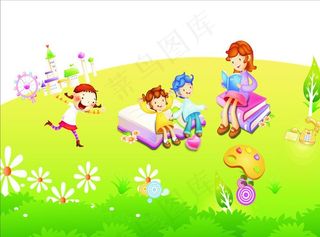 卡通读书阅读卡片背景素材图片